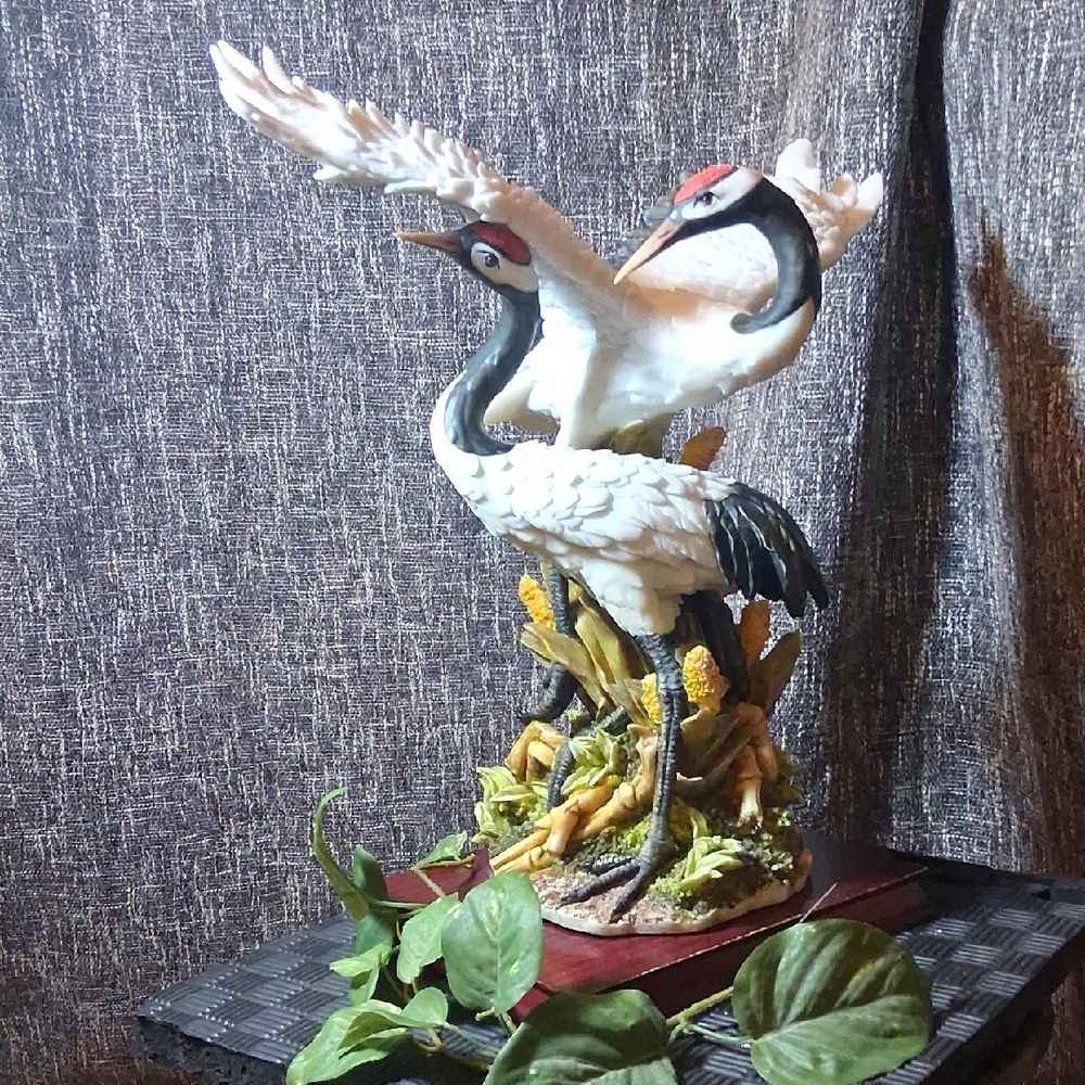 Elegant Crane Sculpture in White and Black